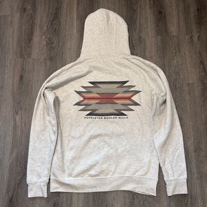 Pendleton Wyeth Trail Hooded Sweatshirt Men’s Sz Large Woolen Mills Gray Aztec